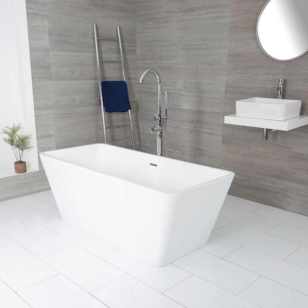 Baignoire îlot moderne rectangulaire – Blanc – 161,5 cm x 72 cm – Sandford