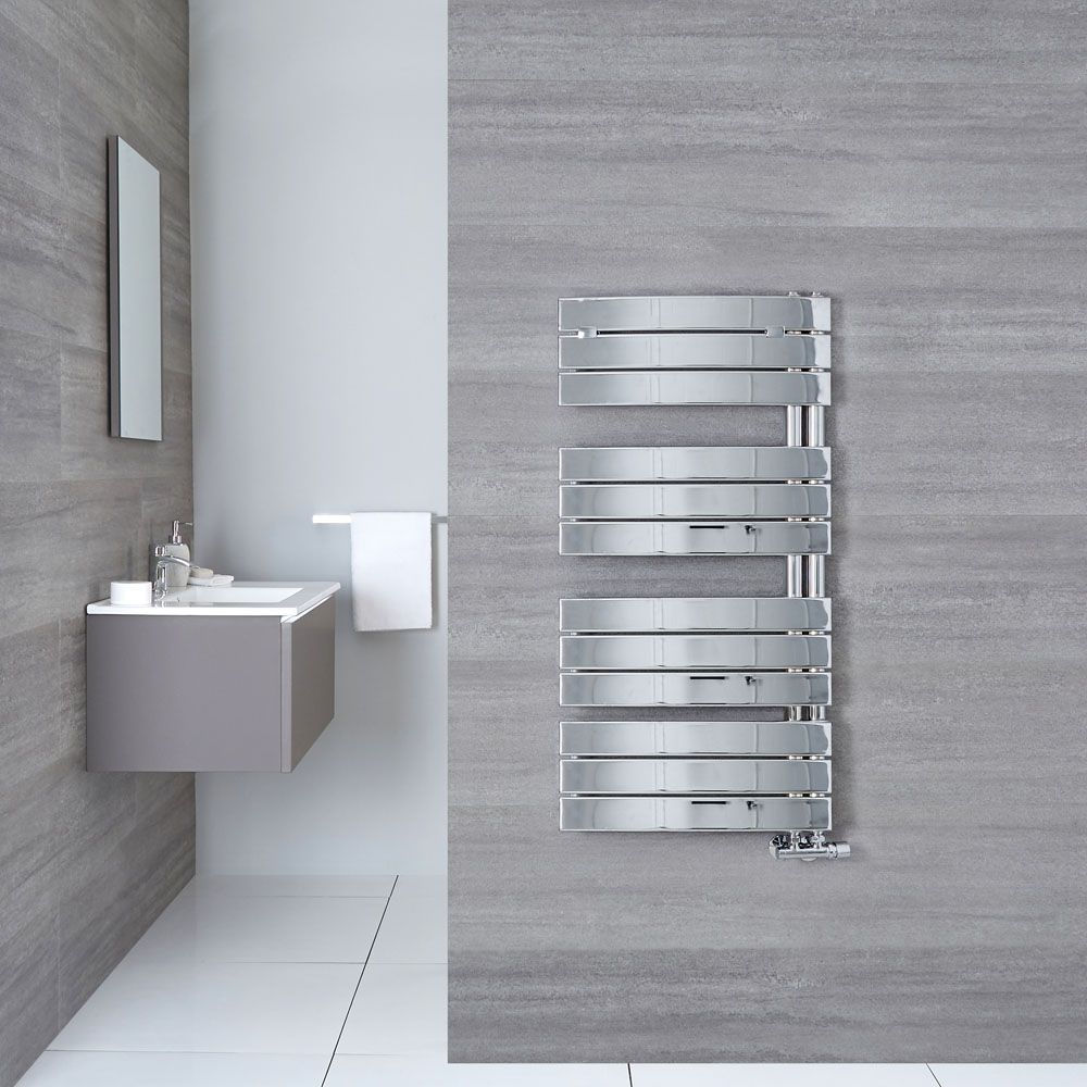 Sèche-serviettes incurvé - Chromé - 108 cm x 55 cm - Elgin