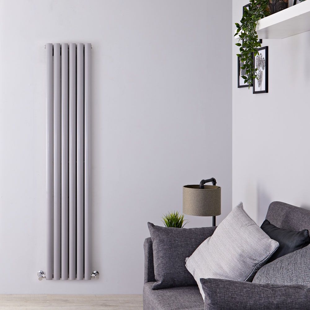 Radiateur design vertical - 180 cm x 35,4 cm - Argenté - Double rang - Vitality