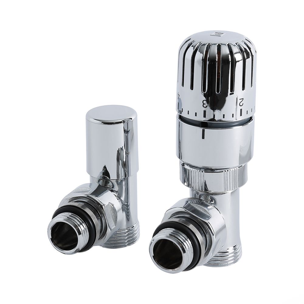 Robinet thermostatique radiateur d'angle - Adaptateur cuivre 12 mm