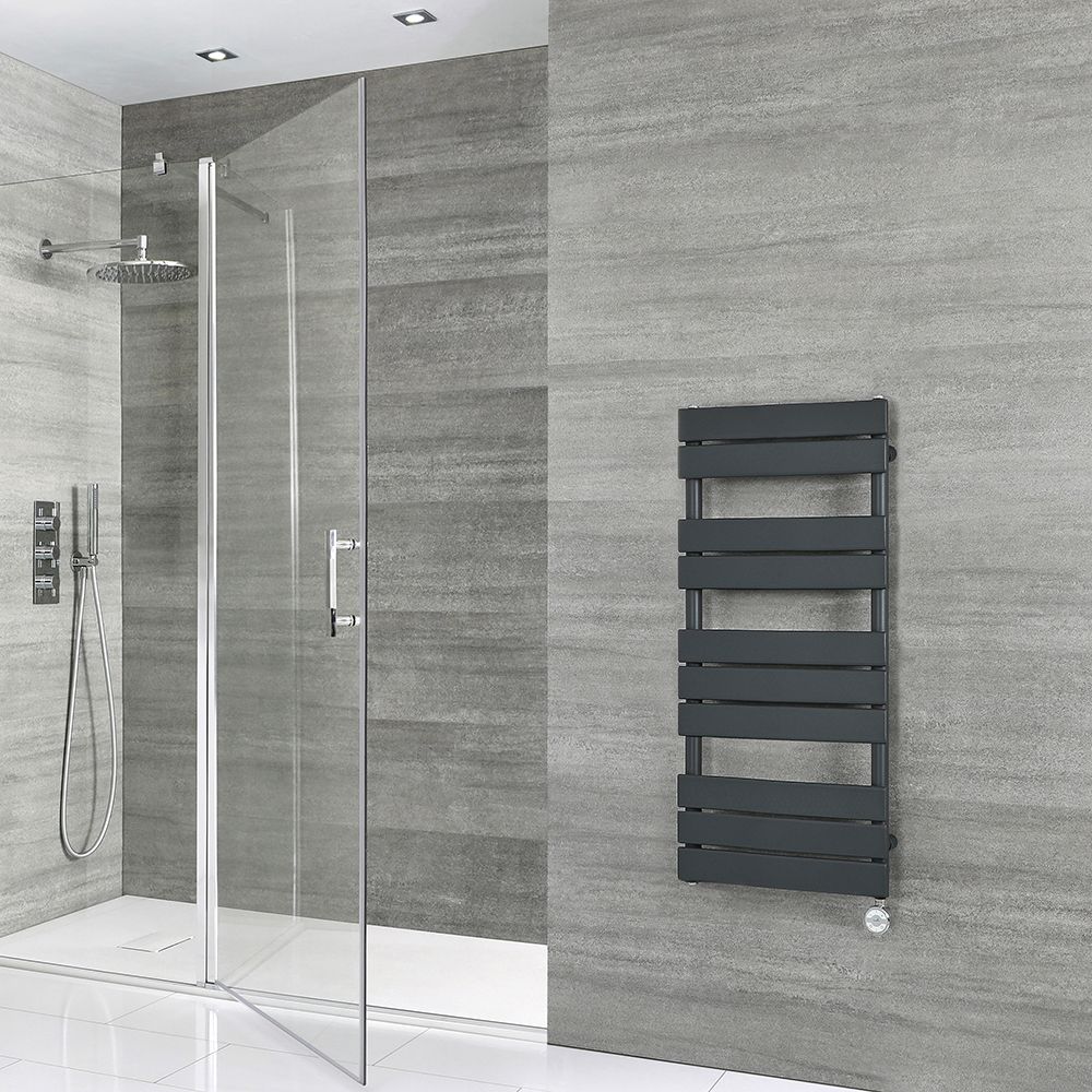 Sèche-serviettes électrique plat – Anthracite – 97,5 cm x 45 cm – Lustro