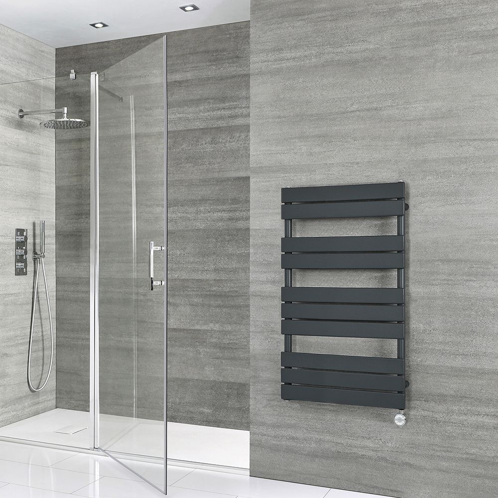 Sèche-serviettes électrique plat – Anthracite – 97,5 cm x 60 cm – Lustro