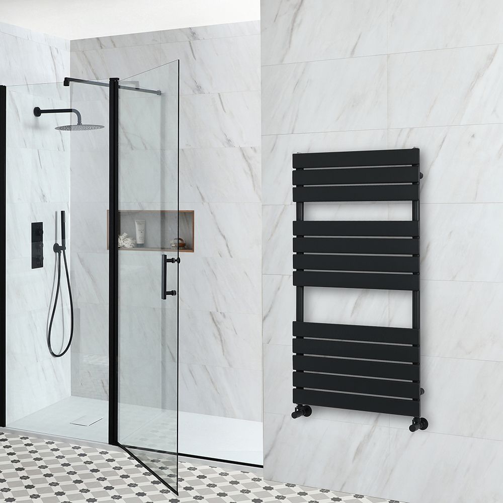 Sèche-serviettes design plat – Noir – 120 cm x 60 cm – Lustro