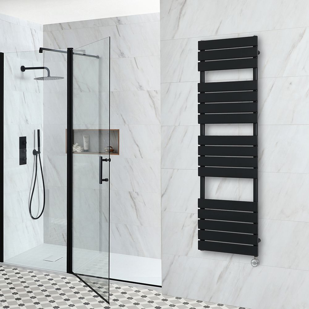 Sèche-serviettes électrique plat – Noir – 150 cm x 45 cm – Lustro