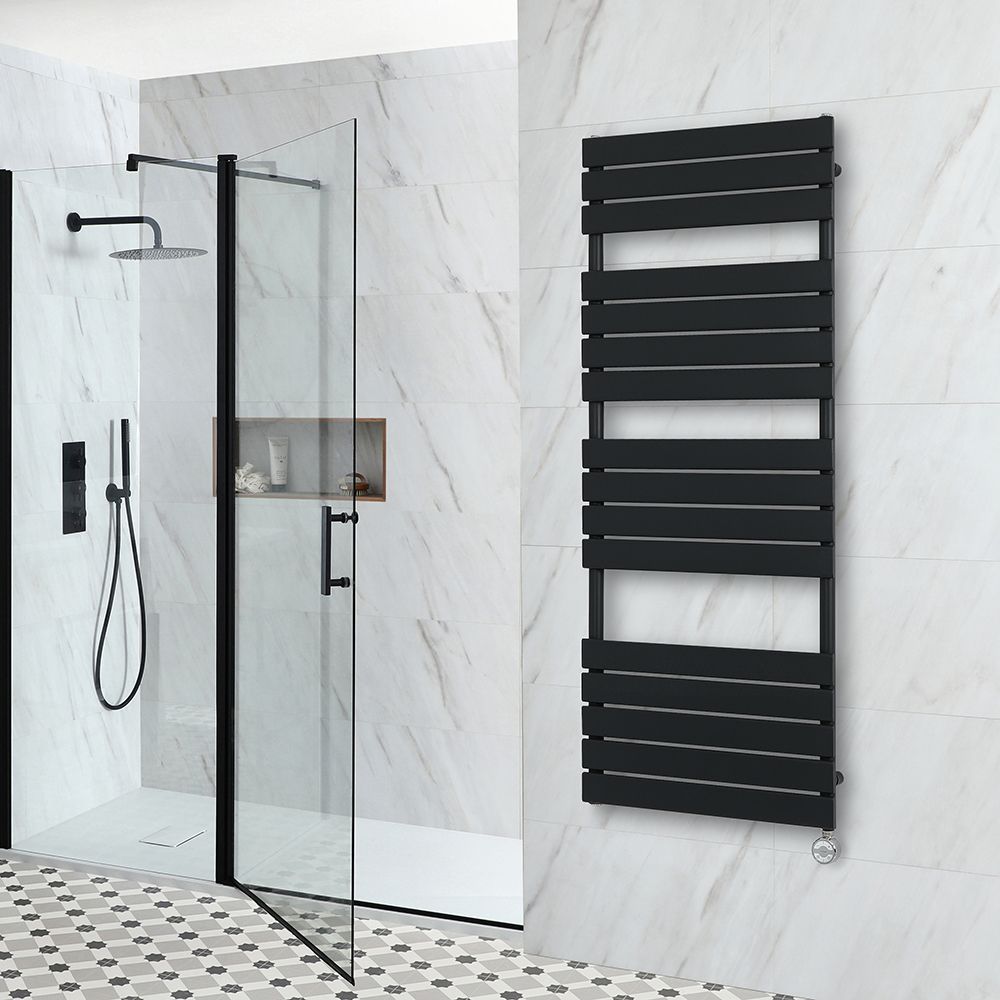 Sèche-serviettes électrique plat – Noir – 150 cm x 60 cm – Lustro