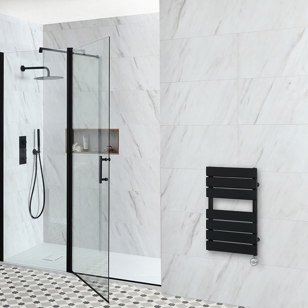 Sèche-serviettes électrique plat – Noir – 60 cm x 40 cm – Lustro