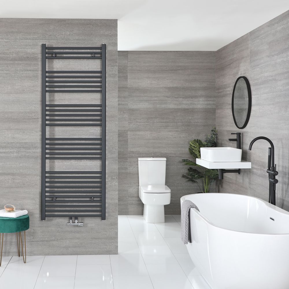 Sèche-serviettes à raccordement central – Anthracite – 160 x 50 cm - Neva