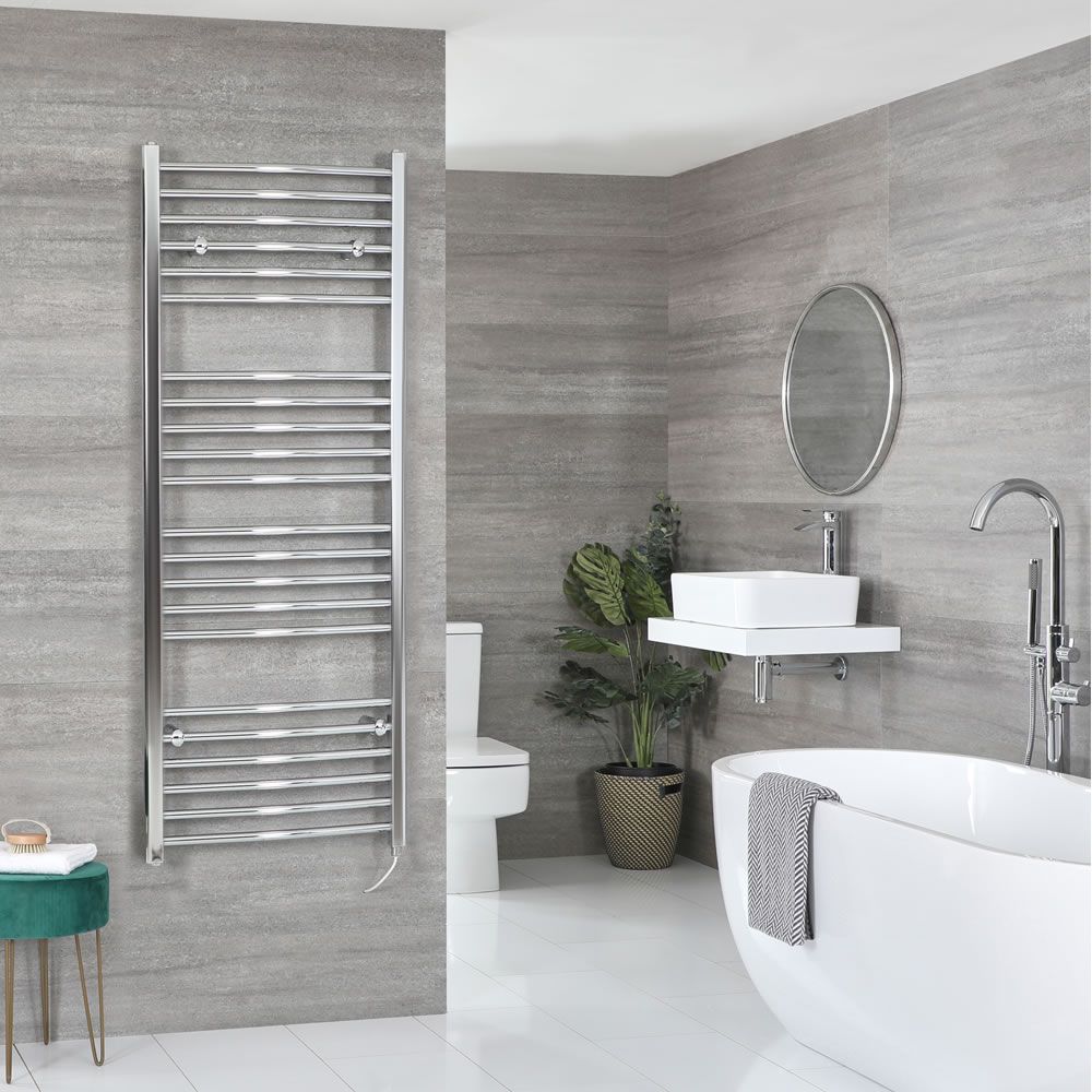 Sèche-serviettes électrique incurvé – Chromé – 160 cm x 50 cm - Kent