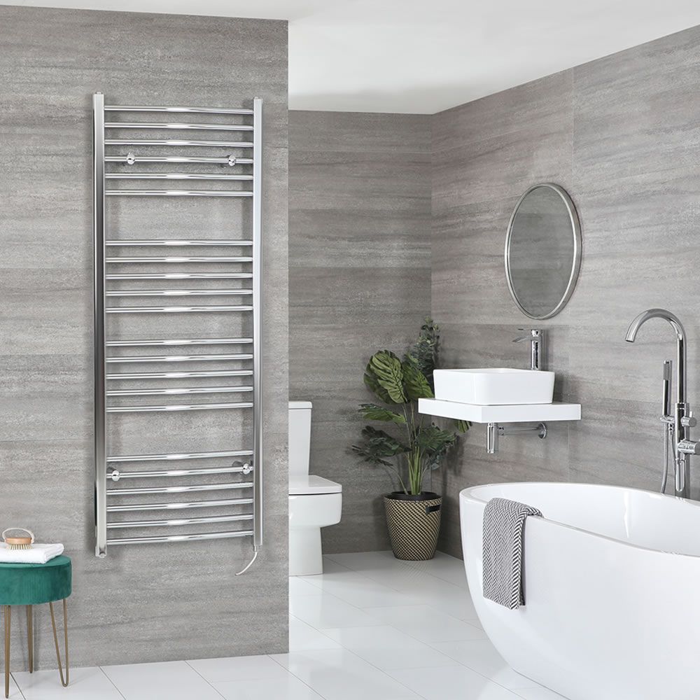 Sèche-serviettes électrique incurvé – Chromé – 160 cm x 60 cm - Kent