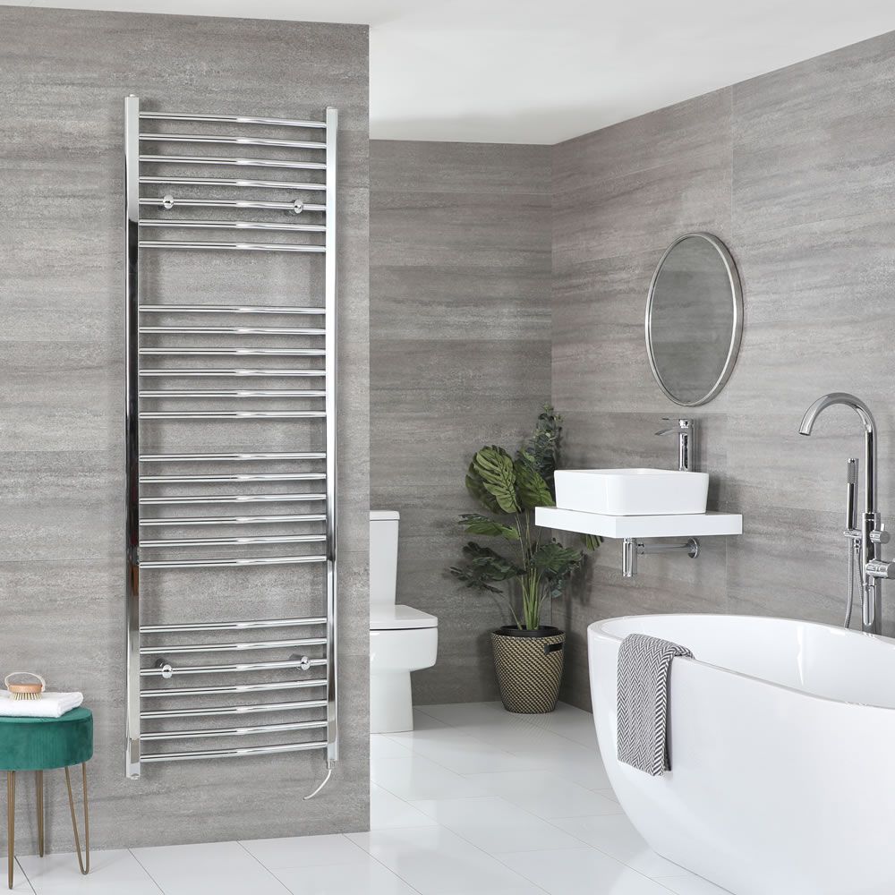 Sèche-serviettes électrique incurvé – Chromé – 180 cm x 60 cm - Kent