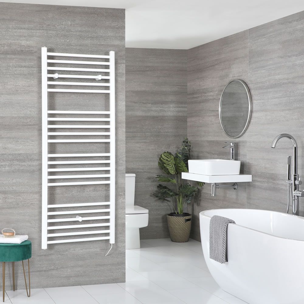 Sèche-serviettes électrique plat – Blanc – 160 cm x 50 cm – Ive
