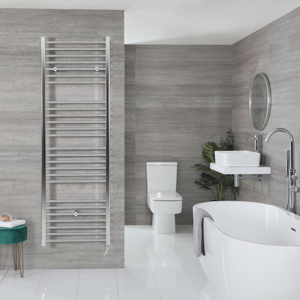 Sèche-serviettes électrique plat – Chromé – 180 cm x 50 cm - Kent