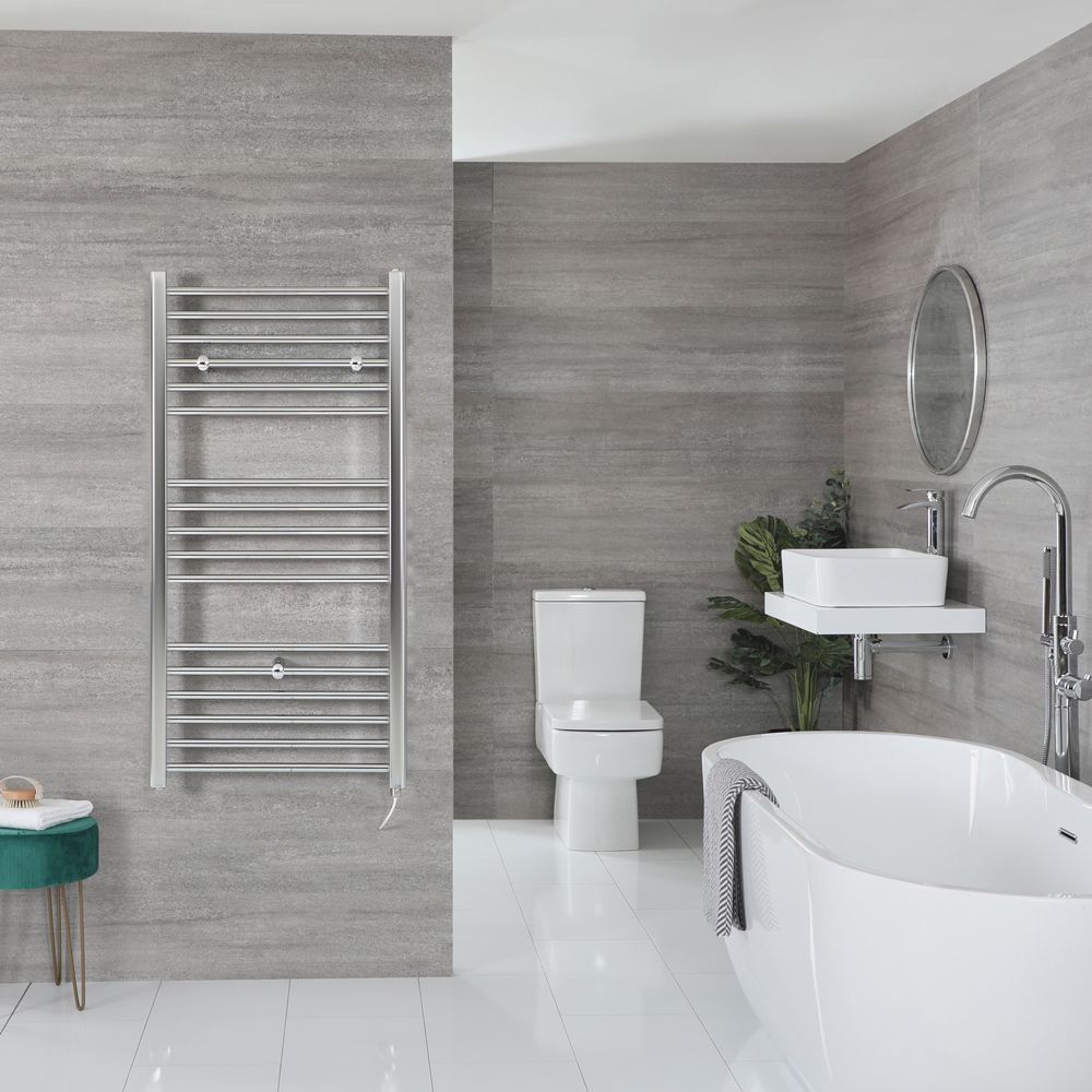 Sèche-serviettes électrique plat – Chromé – 120 cm x 60 cm - Kent