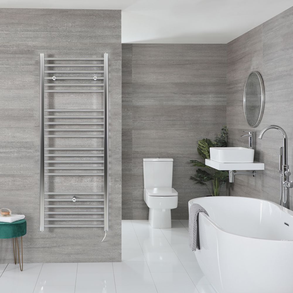 Sèche-serviettes électrique plat – Chromé – 160 cm x 60 cm - Kent