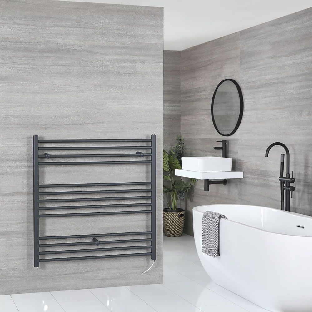 Sèche-serviettes électrique plat – Anthracite – 100 cm x 100 cm - Artle