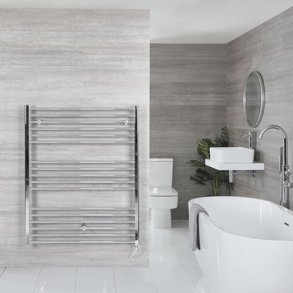 Sèche-serviettes électrique plat – Chromé – 120 cm x 100 cm - Kent