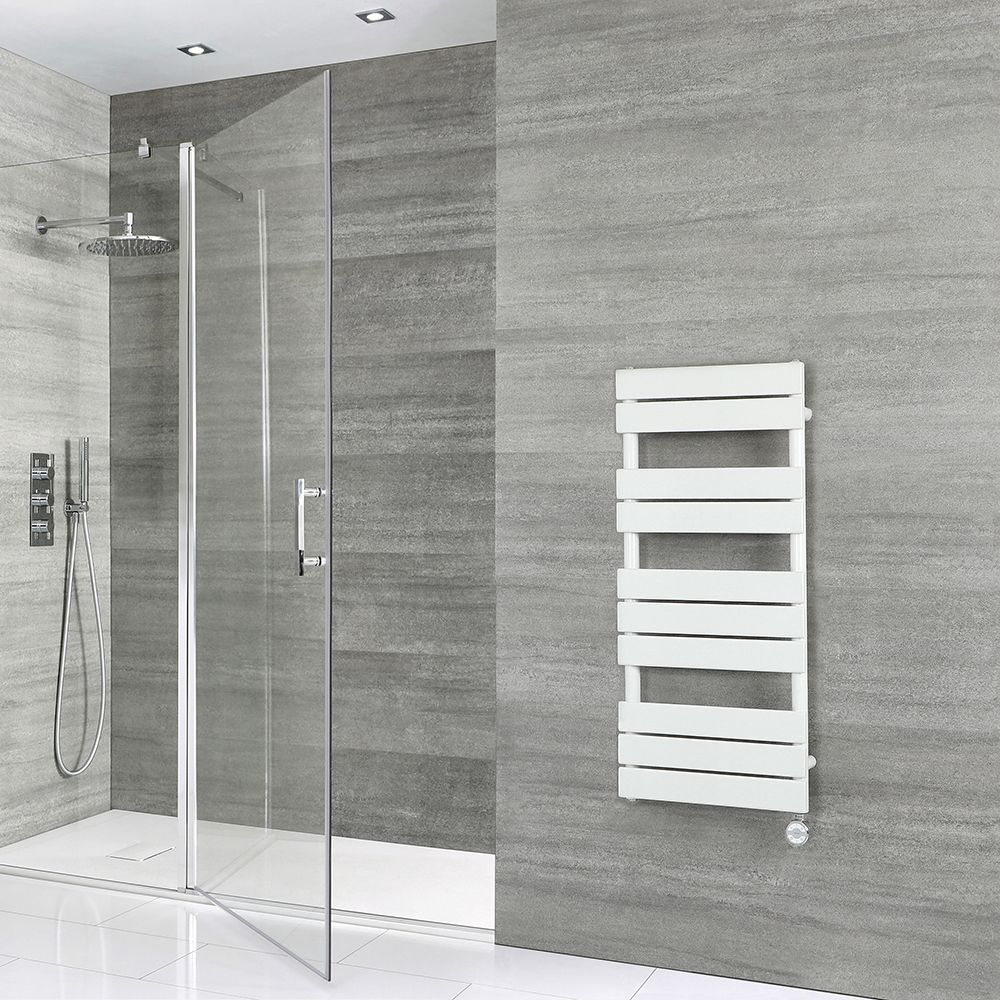 Sèche-serviettes électrique plat – Blanc – 97,5 cm x 45 cm – Lustro
