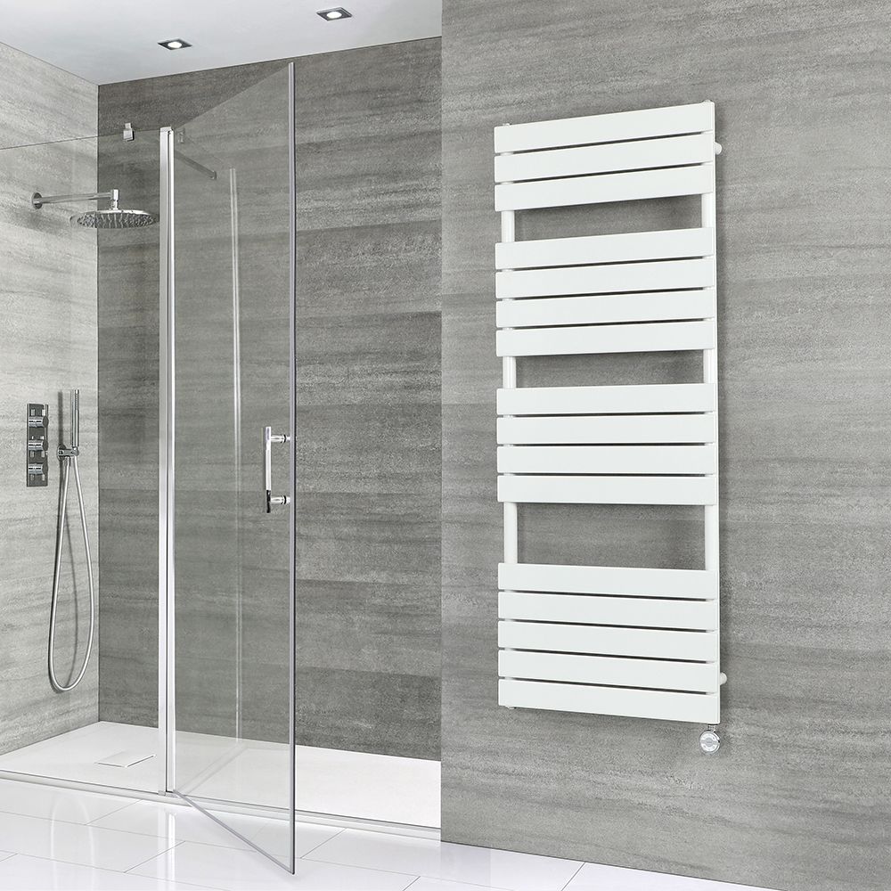 Sèche-serviettes électrique plat – Blanc – 150 cm x 60 cm – Lustro
