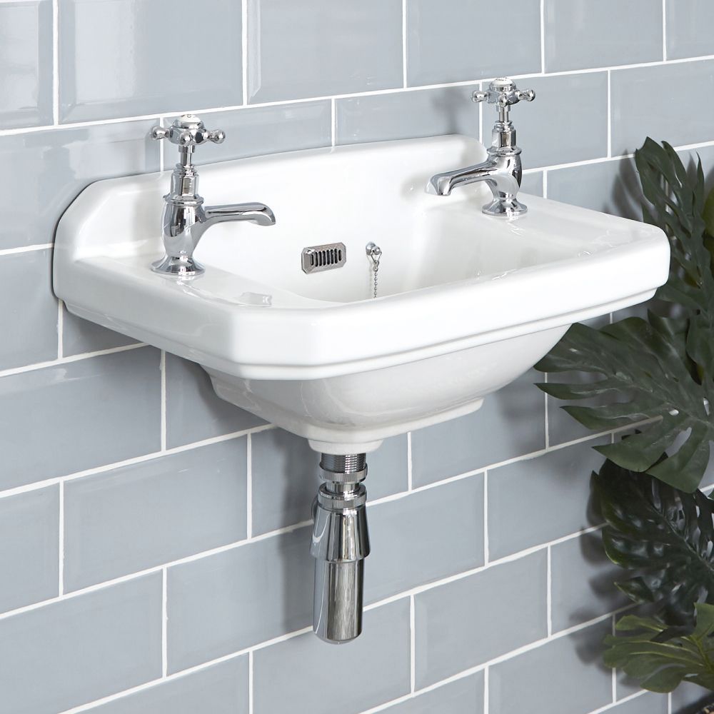Lave-mains suspendu rétro – Blanc – 51,5 cm x 30 cm – 2 trous - Richmond