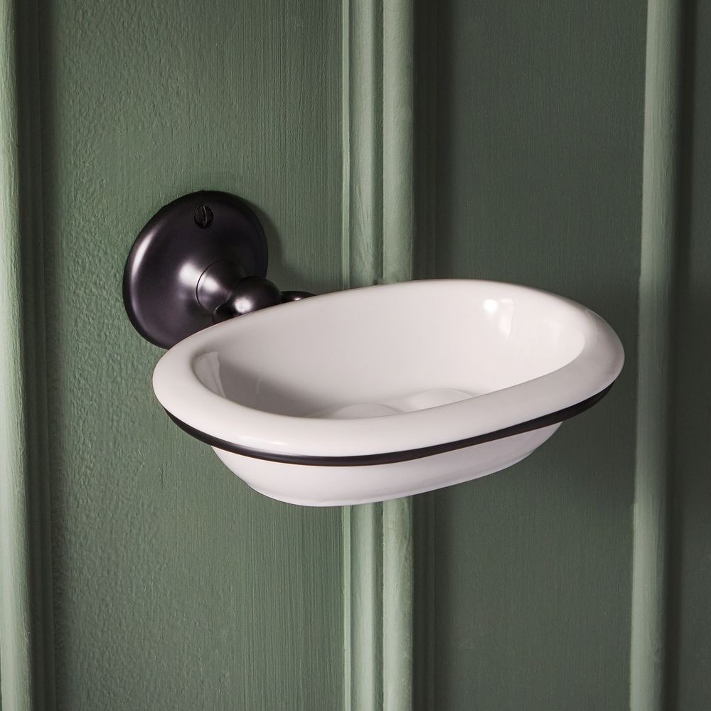 Porte-savon céramique rétro – Noir - Elizabeth