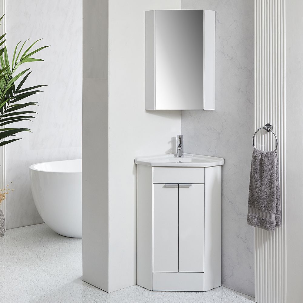 Armoire de toilette d’angle avec miroir Blanc 65 cm x 45,9 cm Cluo