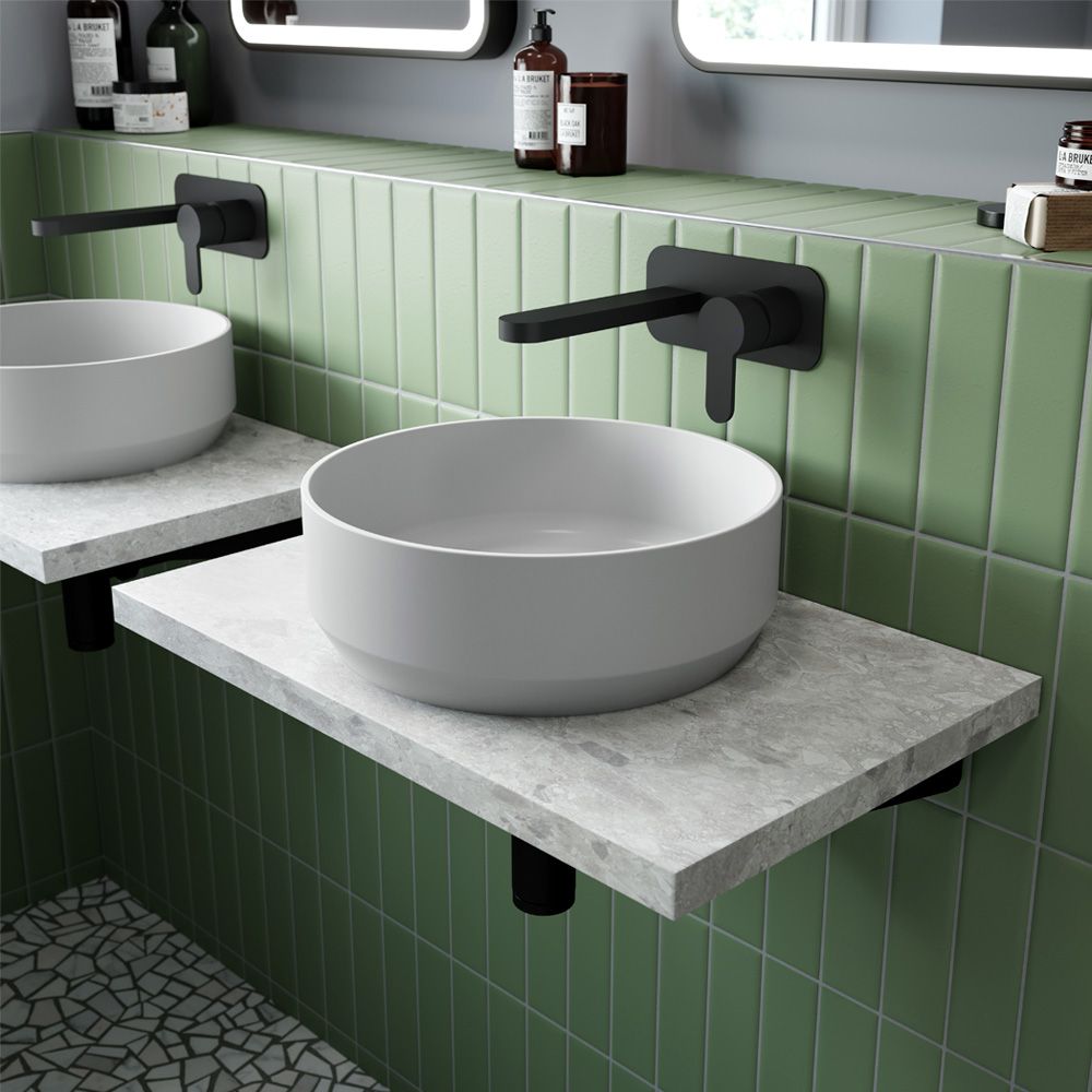 Vasque ronde moderne – Blanc mat – 35 cm – Non pré-percée