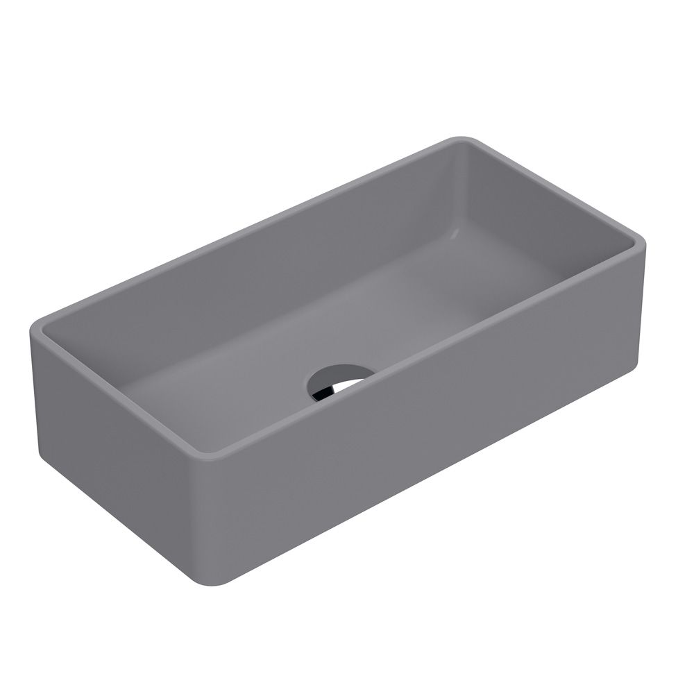 Vasque rectangulaire moderne – Gris mat – 46,5 cm x 23,5 cm – Non pré-percée