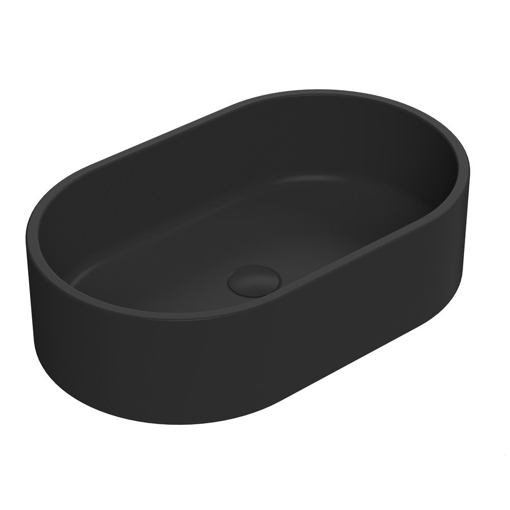 Vasque ovale moderne – Noir mat – 56,5 cm x 35 cm – Non pré-percée