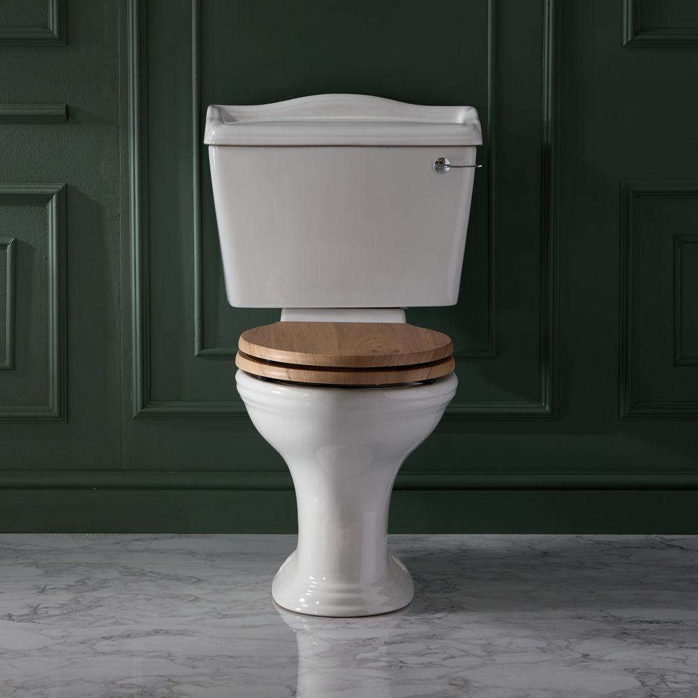 Pack WC rétro – Abattant effet chêne – Blanc – Ryther