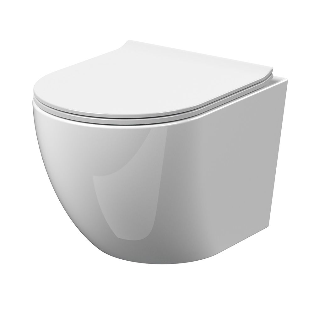 Cuvette WC moderne ronde murale – Avec abattant à fermeture douce – Hudson Reed