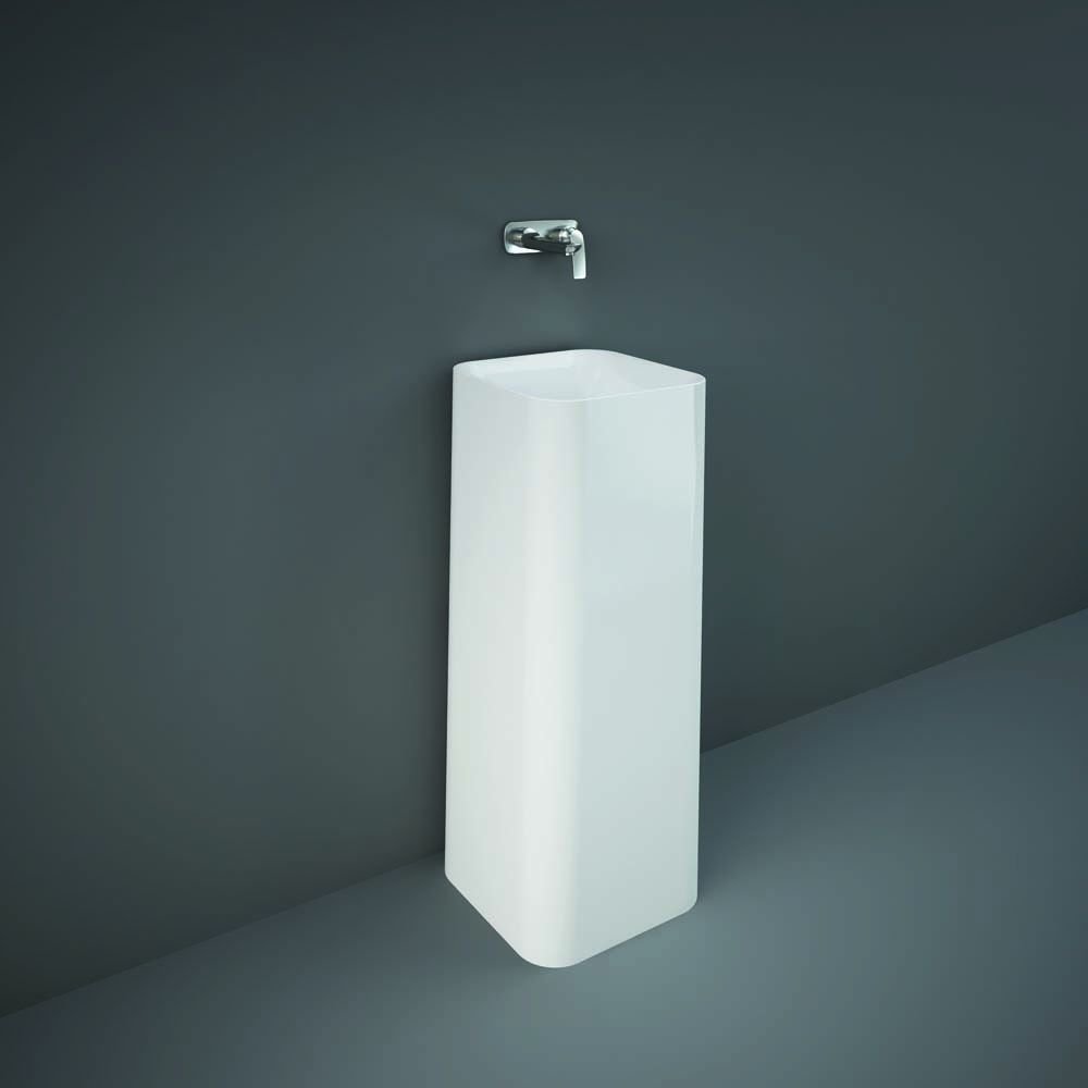Lavabo totem carré moderne – Blanc brillant – 36 cm – Plage non percée – RAK Petit x Hudson Reed