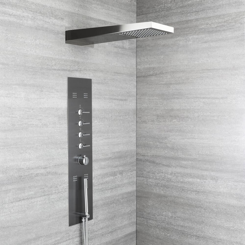Colonne de douche thermostatique encastrée - Gris métallisé - Océanie