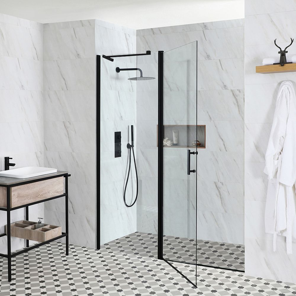 Porte de douche pivotante – Choix de tailles – Noir – Nox