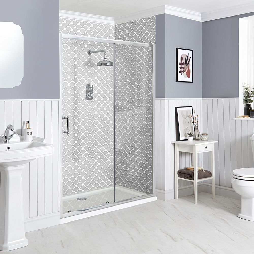 Porte de douche coulissante rétro avec receveur – Choix de tailles - Langley