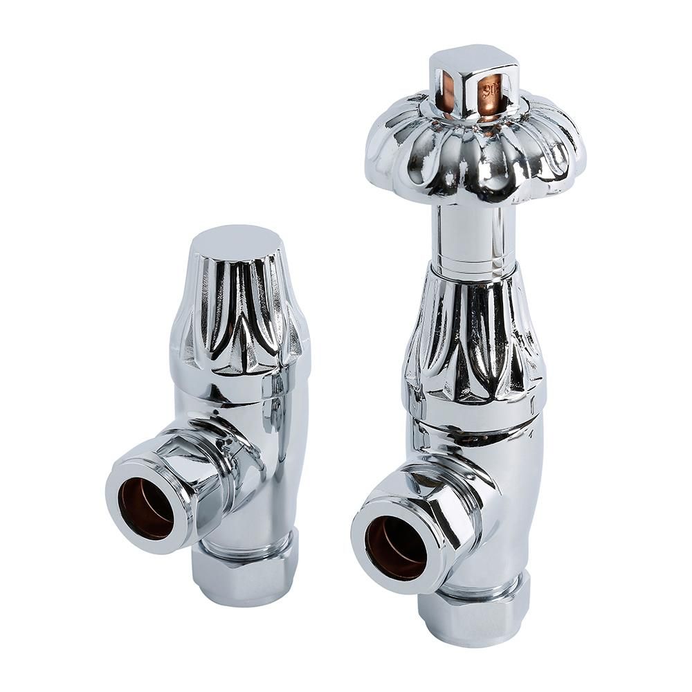Robinets de radiateur thermostatiques d’angle – 16 mm – Chromé