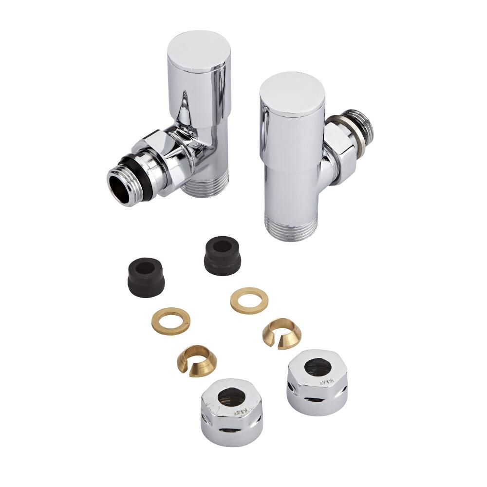 Robinet de radiateur d’angle – Chromé - Adaptateurs cuivre 12mm