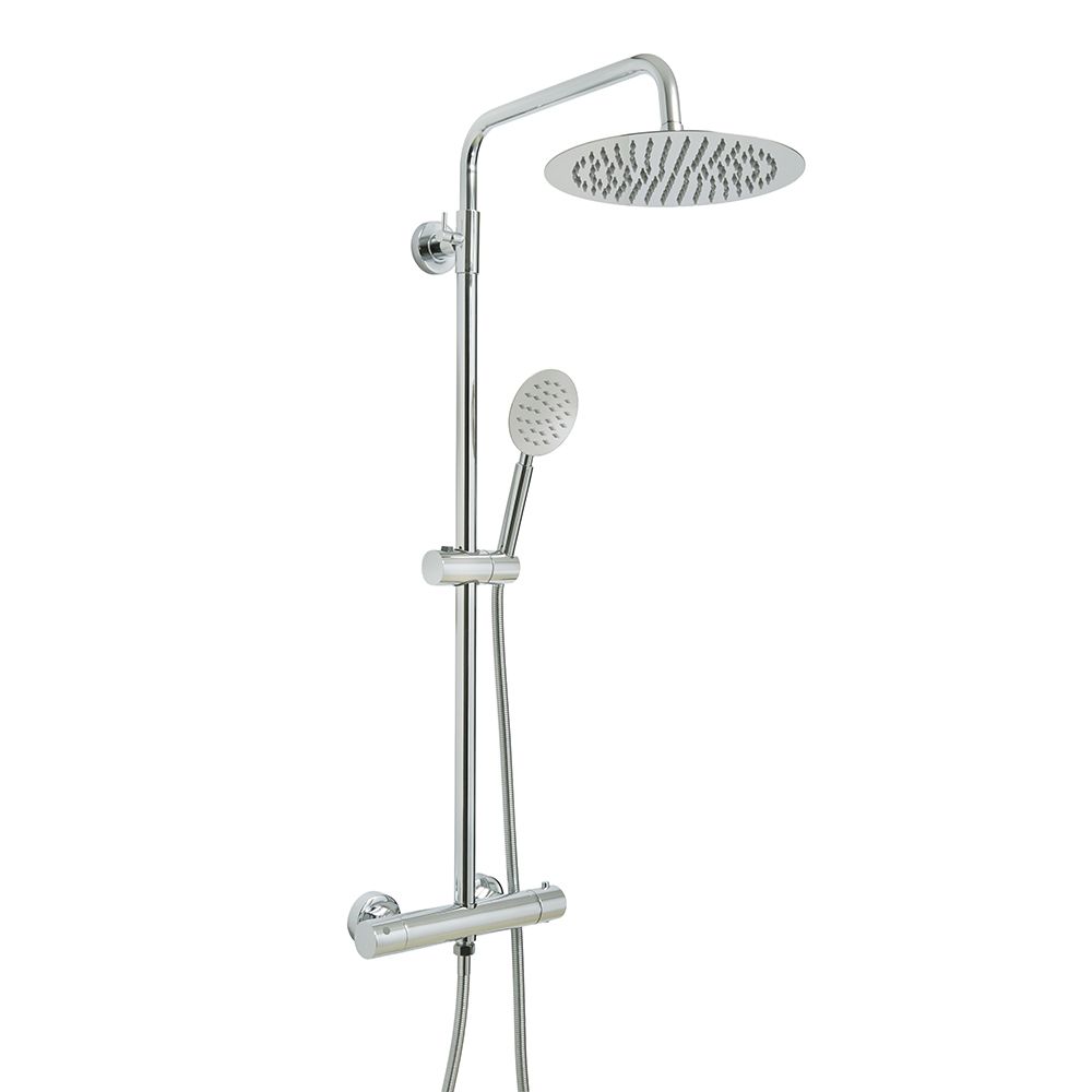 Colonne de douche thermostatique moderne – Avec pommeau rond et douchette – Choix de finitions