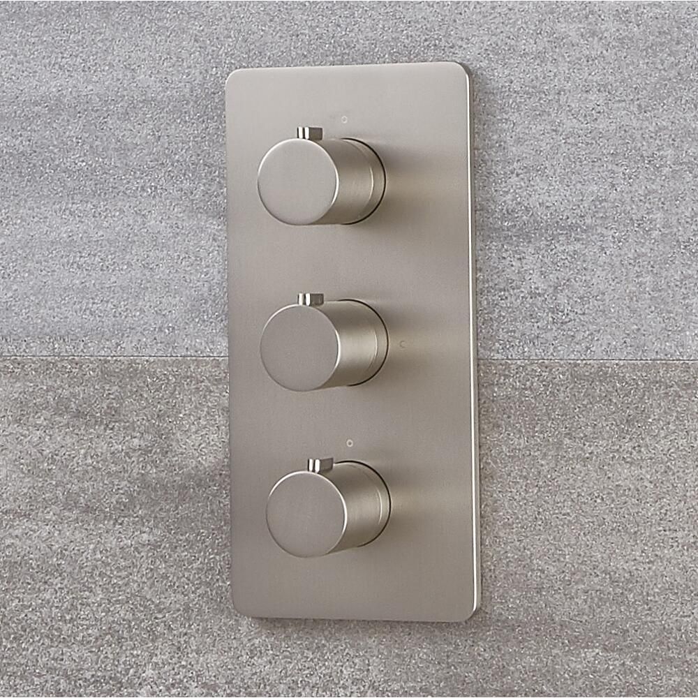 Mitigeur de douche thermostatique - 3 fonctions - Nickel brossé - Harting