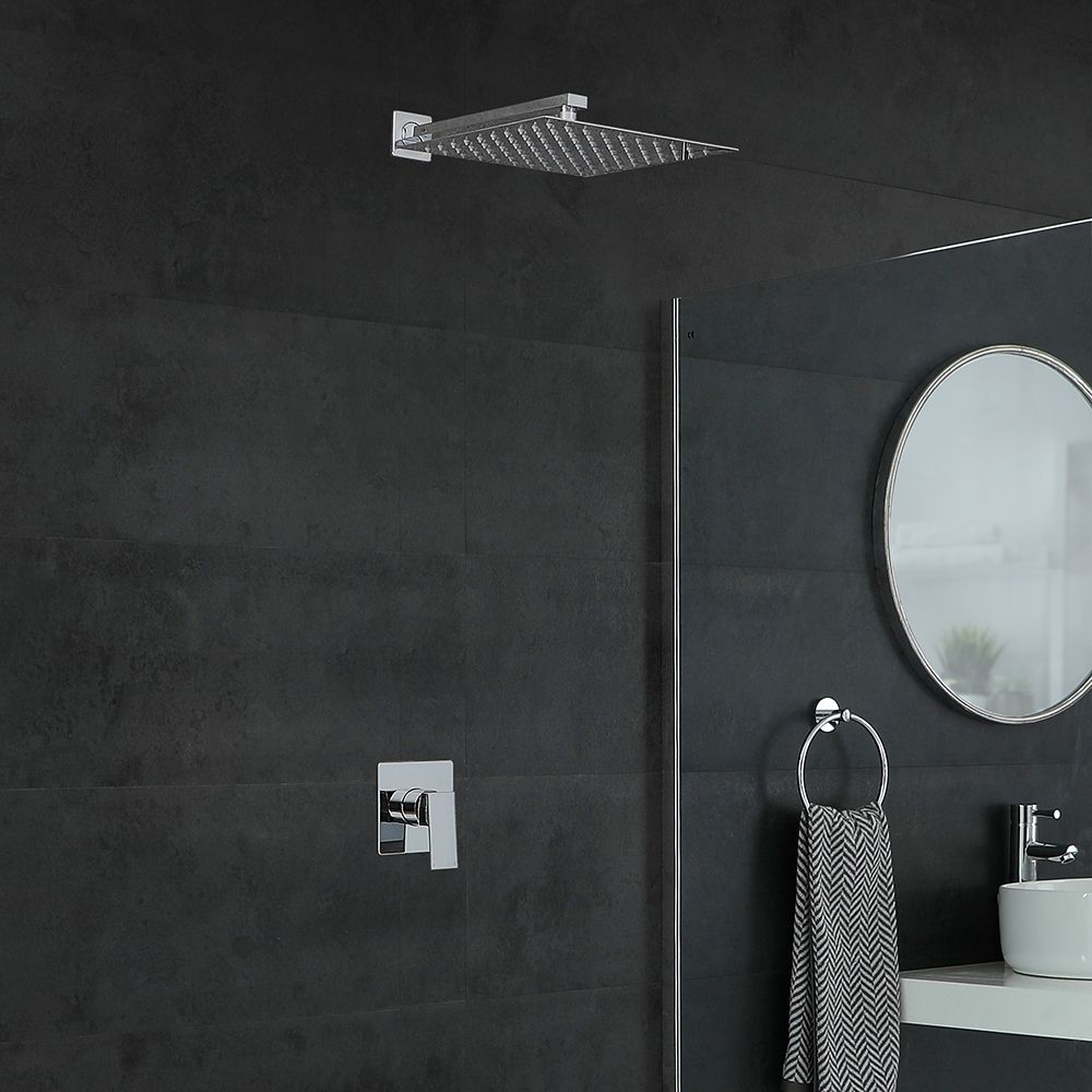 Kit de douche mécanique – Pommeau carré 30 cm – Chromé - Kubix