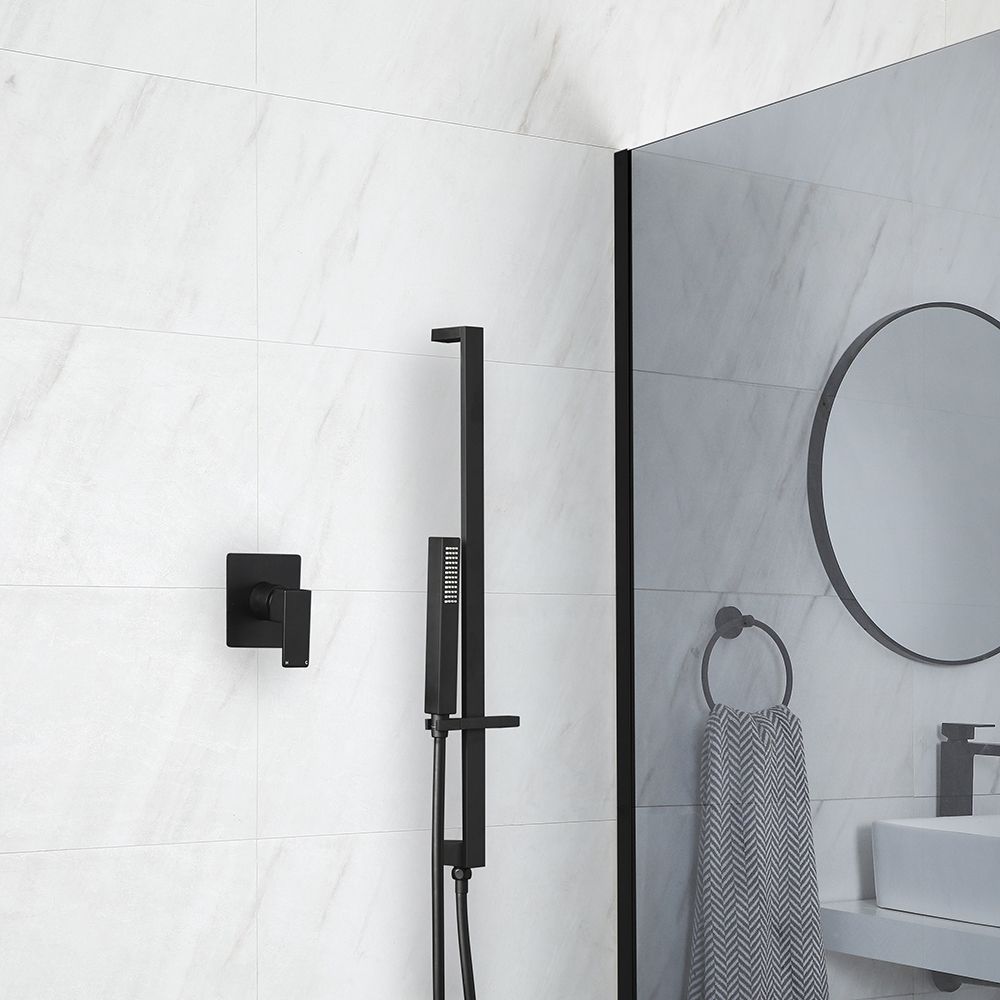 Kit de douche avec kit douchette sur rampe – Noir mat – 1 fonction – Preto