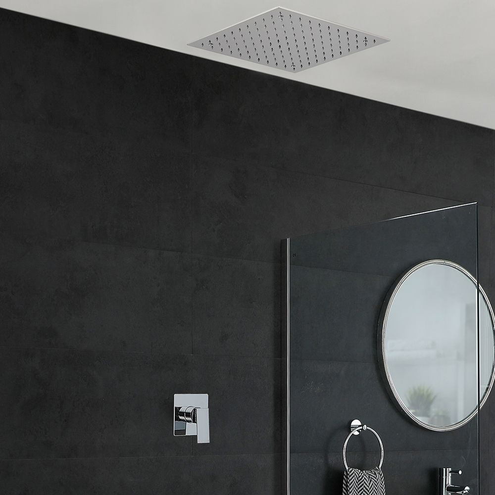 Mitigeur de douche à 1 fonction - Pommeau encastré - Chromé - Kubix