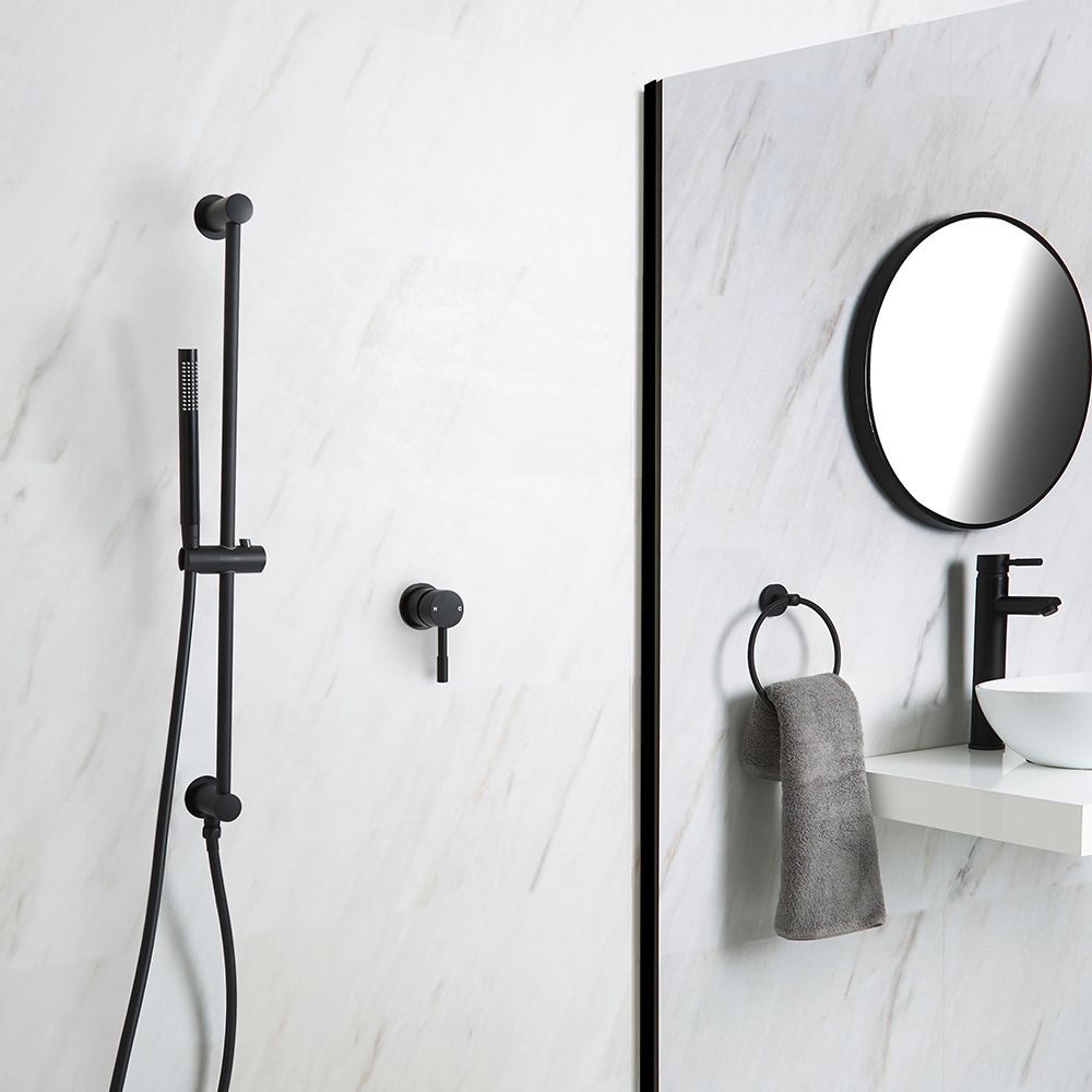 Kit de douche mécanique - Mitigeur - Kit douchette sur rampe – Noir - Nox