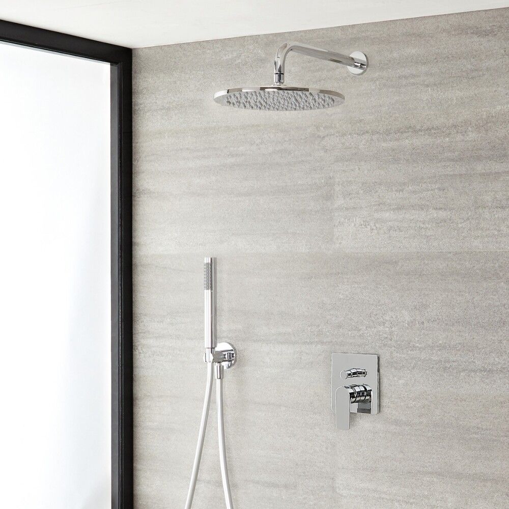Système de douche mécanique – Chromé – Avec pommeau Ø 30cm & kit douchette – Harting