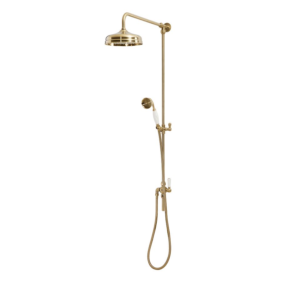 Colonne de douche rétro – Avec douchette et pommeau (sans robinetterie) – Or satiné – Elizabeth  