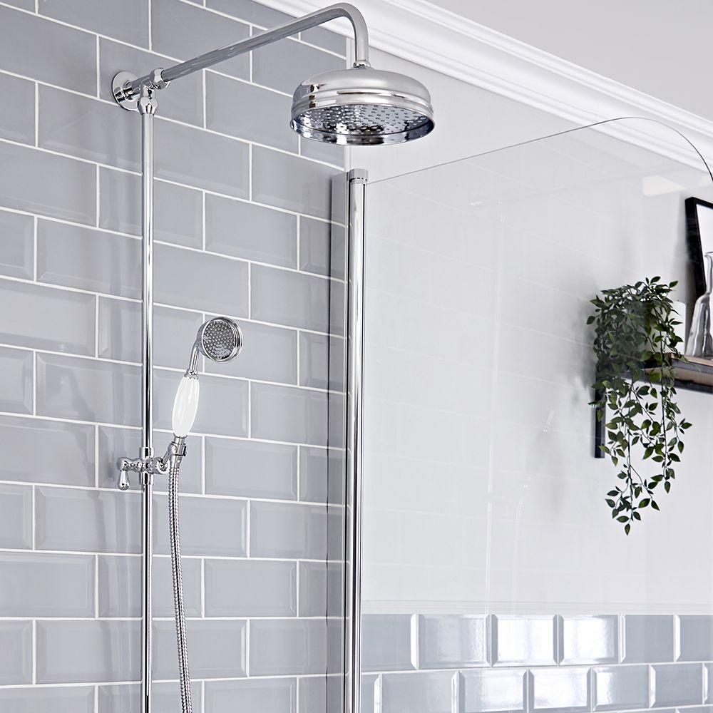 Colonne de douche rétro (sans robinetterie) – Chromé et blanc - Elizabeth