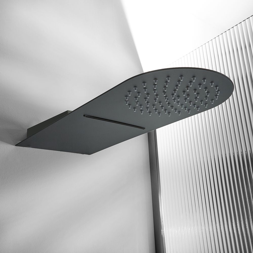 Pomme de douche encastrée ronde - 50 cm - Noir - Nero