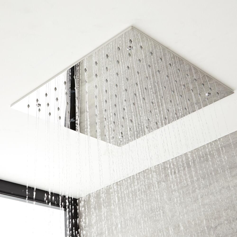 Pommeau de Douche Encastré Carré - 50 cm - Chromé - Kubix