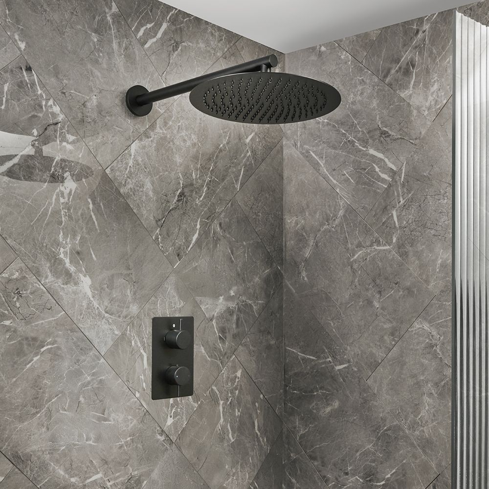 Mitigeur douche thermostatique avec pommeau mural - 1 fonction - Choix de finitions - Otto