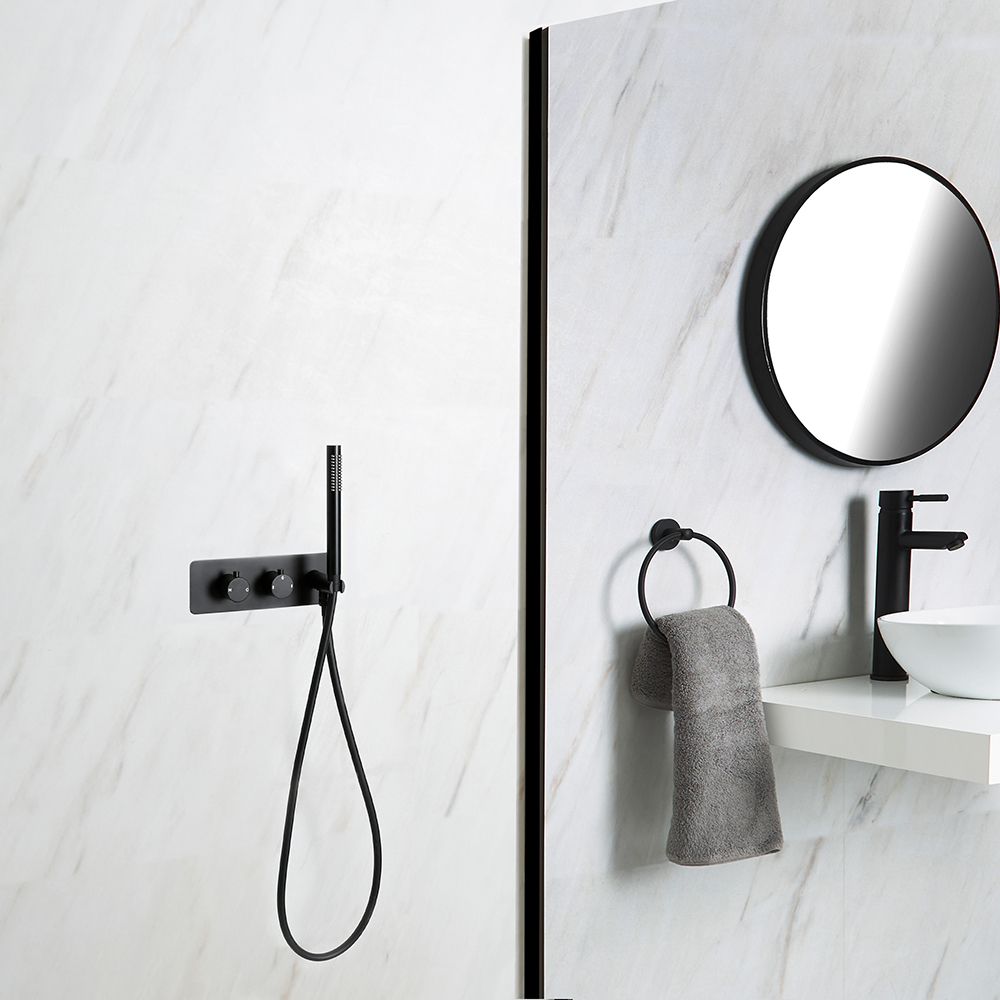 Mitigeur de douche thermostatique avec inverseur – Douchette – 2 fonctions - Noir - Nox