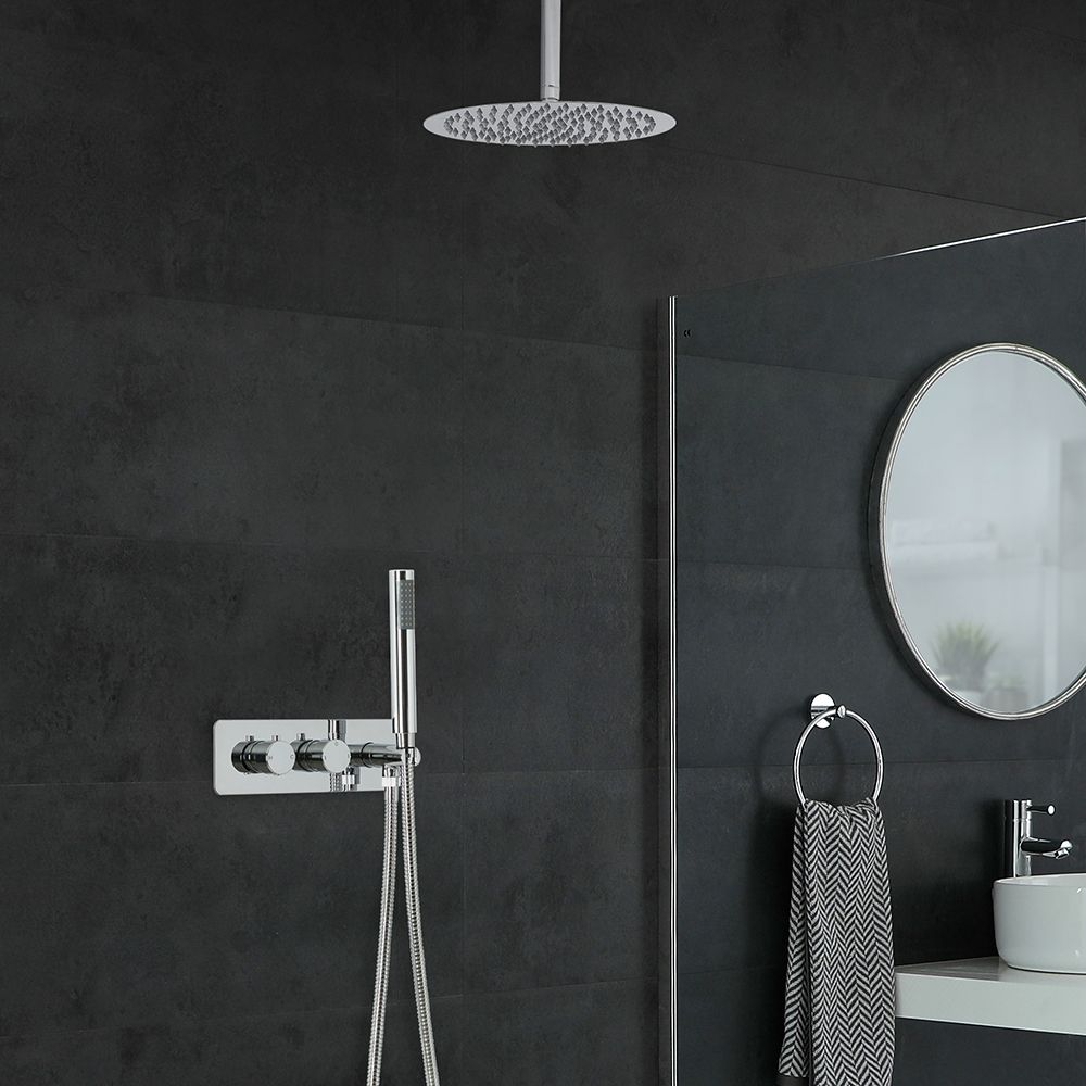 Kit Douche Encastrable Pommeau Plafond Rond Ø 30cm & Douchette Mirage